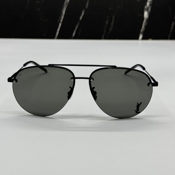 NEW SAINT LAURENT CLASSIC 11F 005 UNISEX BLACK AVIATOR SUNGLASSES - Picture 1 of 9